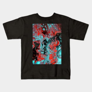 Crimson Cavern - Acrylic Paint Pour Kids T-Shirt